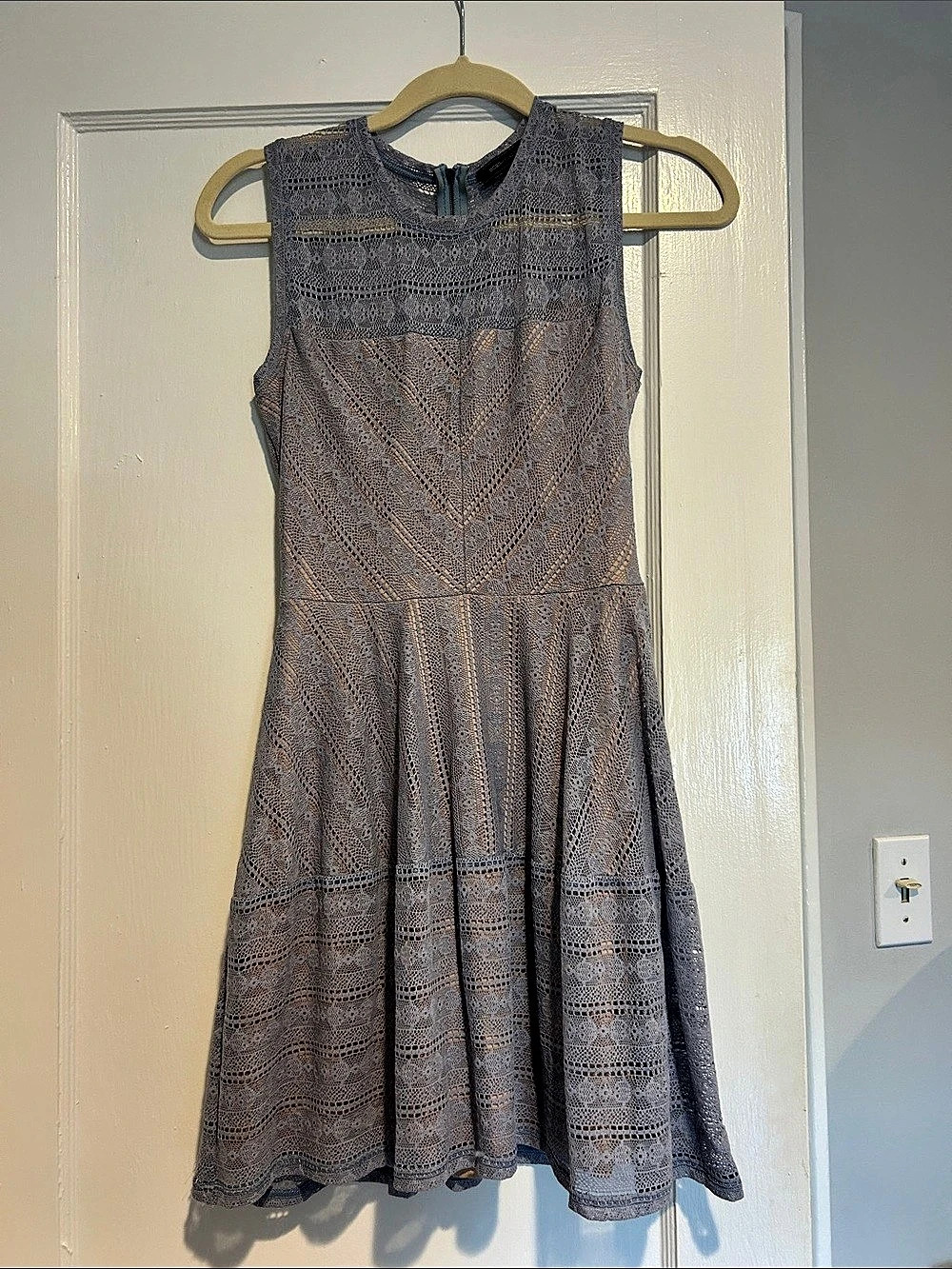 BCBGMAXAZRIA Cassandra Lace Mini Dress in Shadow Blue Size XS
